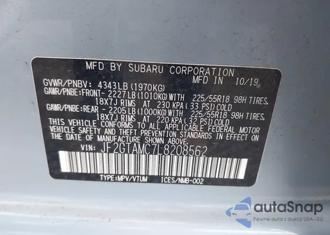 2020 Subaru Crosstrek Limited from USA, damaged, VIN JF2GTAMC7L8208562